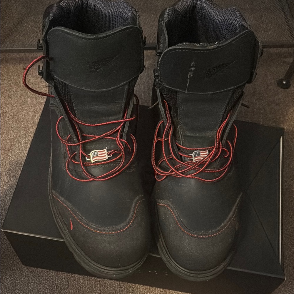 Black and Red High-Top Boots